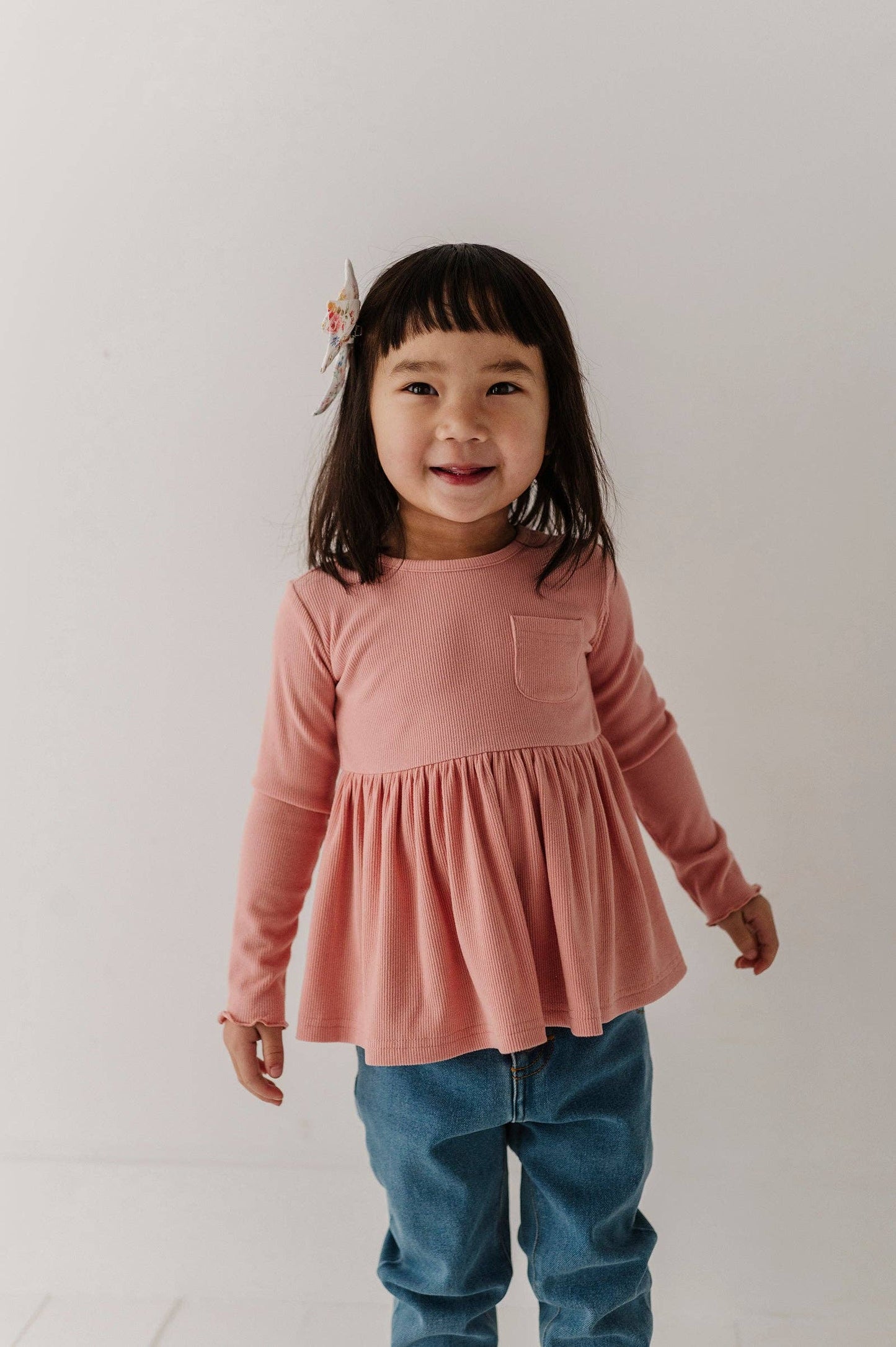 Mellow Rose Ribbed Peplum Shirt