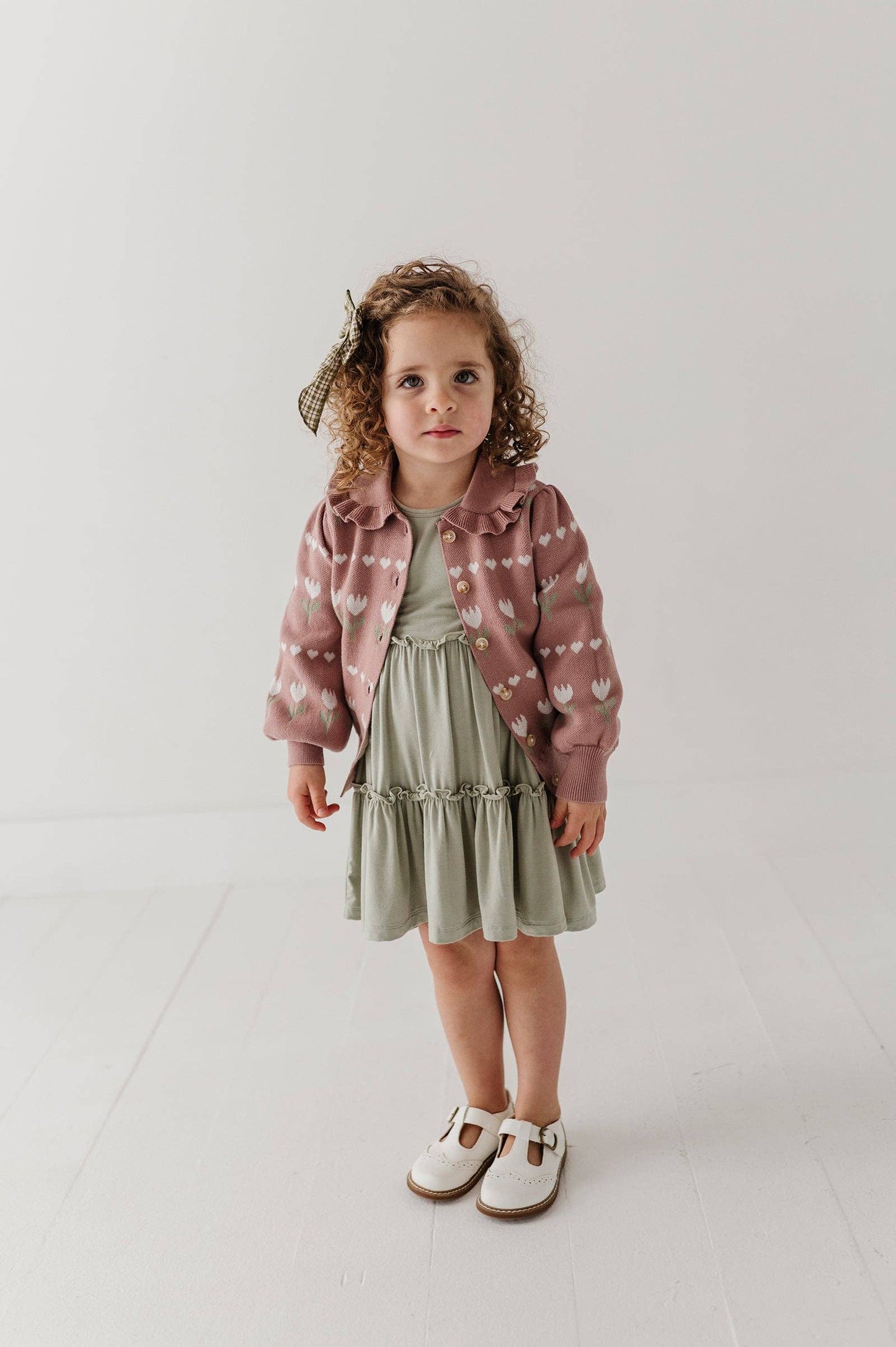 Tulip Heart Intarsia Knit Cardigan