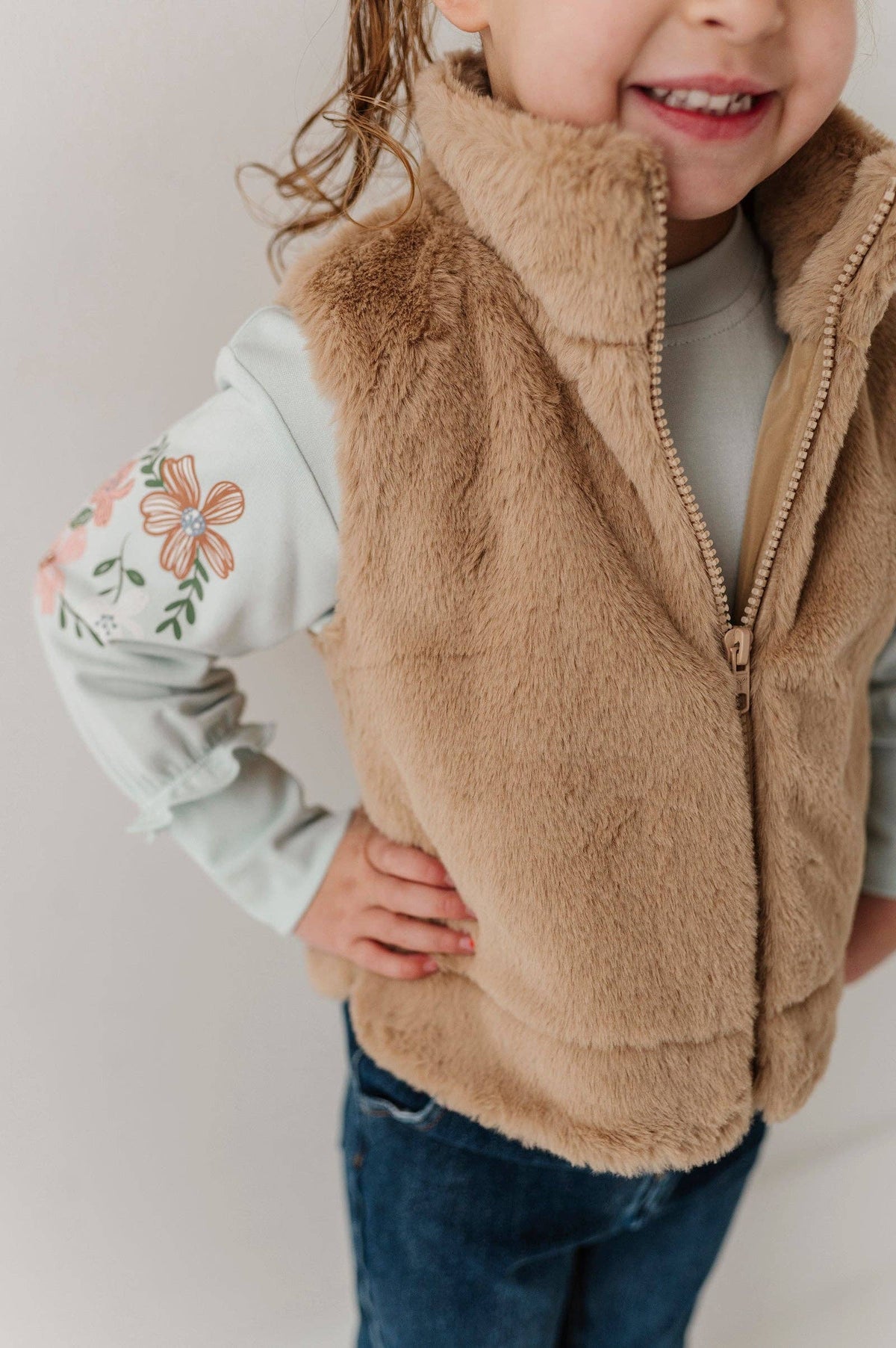 Beige Faux Fur Vest