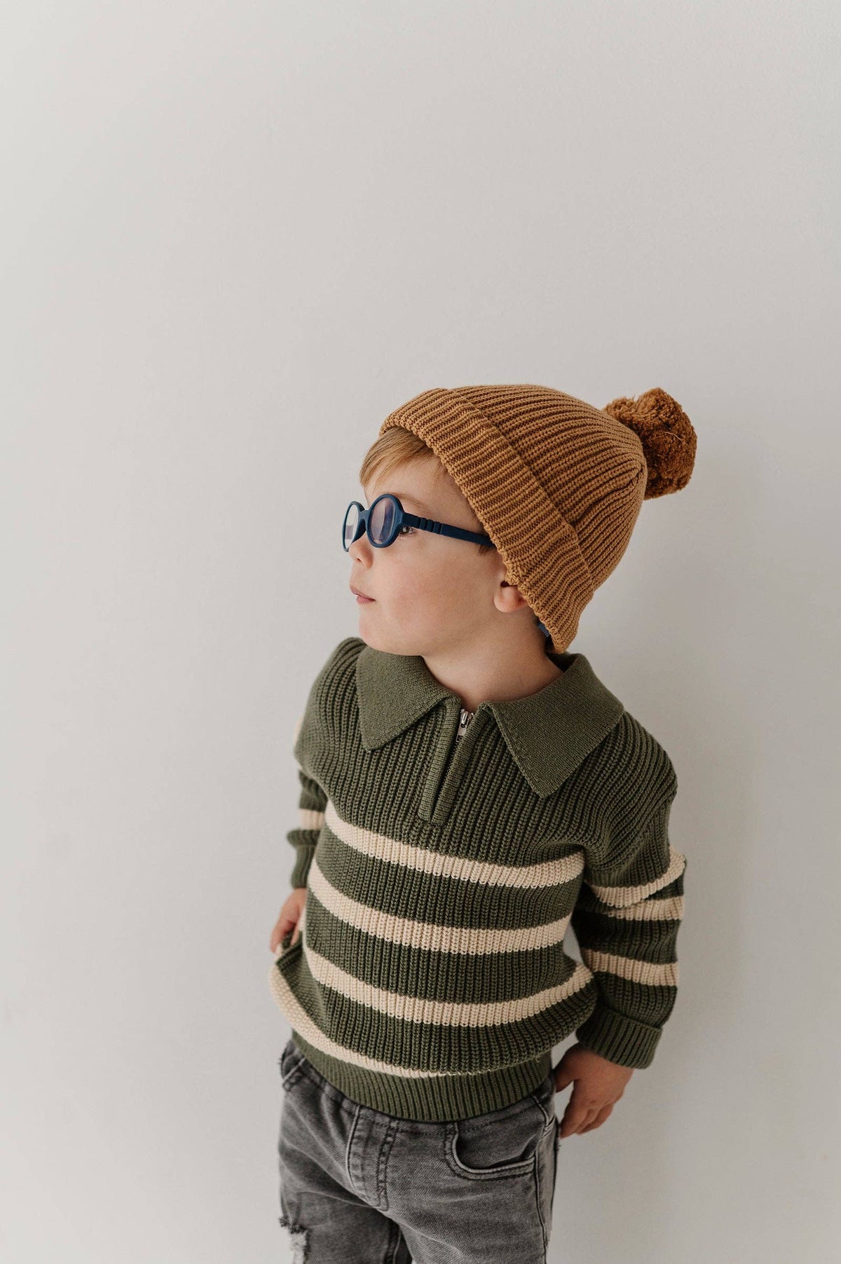 Camel Knit Pom Hat