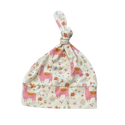 Pink Llamas Bamboo Knotted Hat
