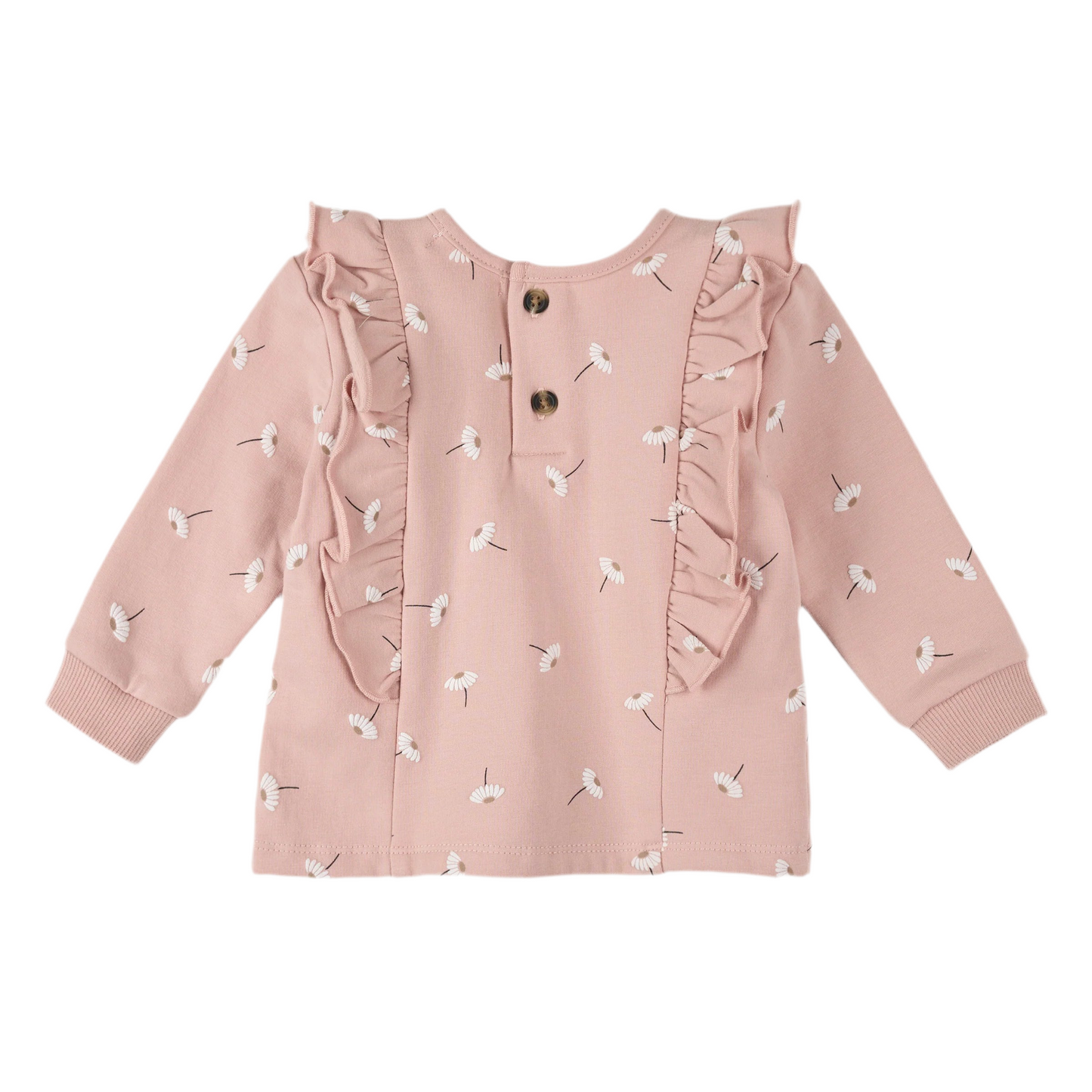 Pink Daisy Ruffle Sleeve Sweater