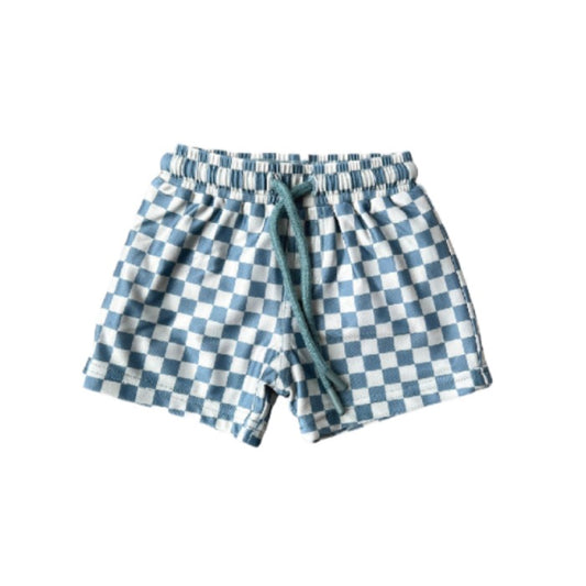 Boy’s Swim Shorts - Blue Green Checkered