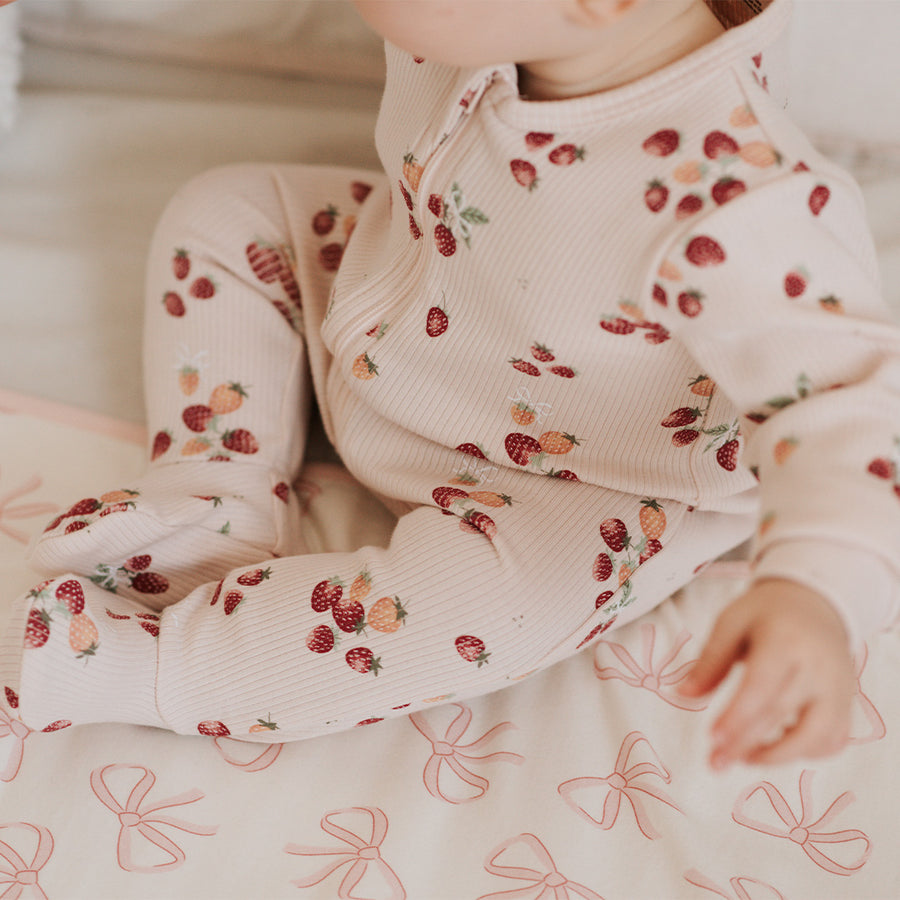 Sweet Strawberries Footed Sleeper