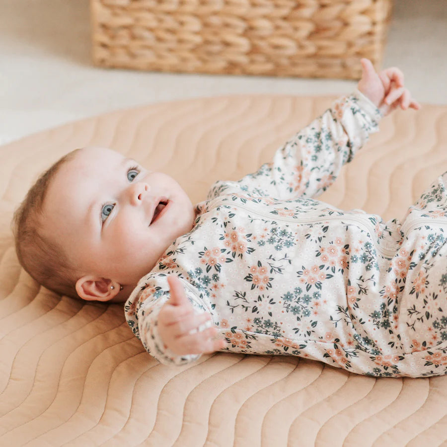 Blue & Pink Floral Footed Sleeper