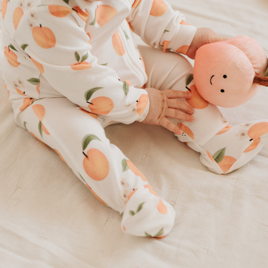 Peach Blossom Footed Knit Sleeper