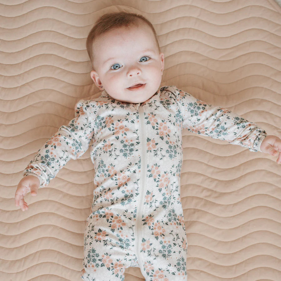 Blue & Pink Floral Footed Sleeper