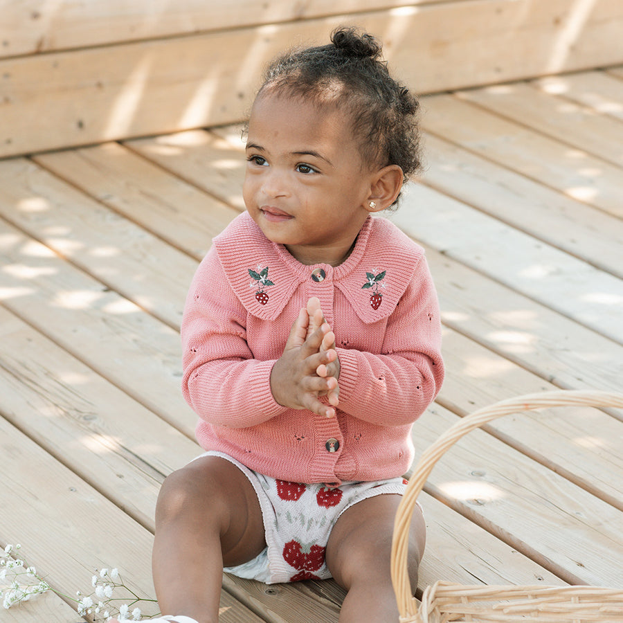 Strawberry Pink Knit Cardigan