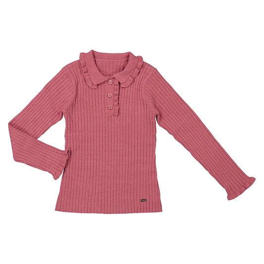 L/s ribbed knit polo: Orchid