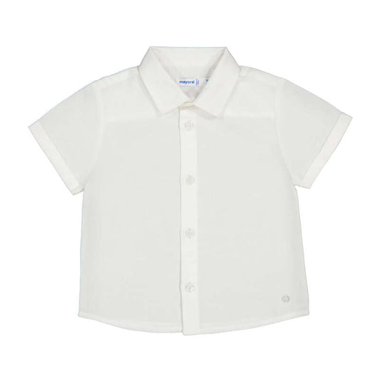 White Linen Polo Button-up Shirt