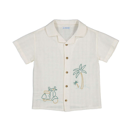 Beach Vespa Embroidered Shirt
