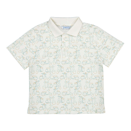 Vespa Printed Cream Polo Shirt