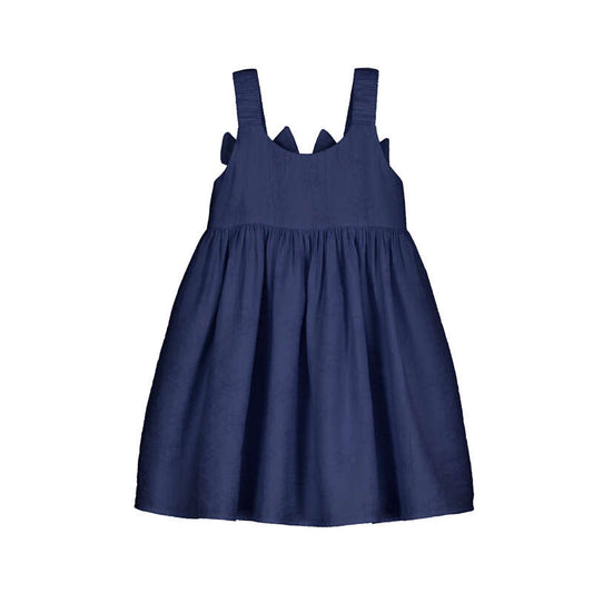 Porcelain Blue Bow Strap Flower Dress
