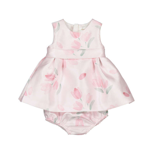 Pink Tulips Floral Dress with Bloomers
