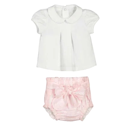 Quartz Embroidered Bow Bloomers + Top Set