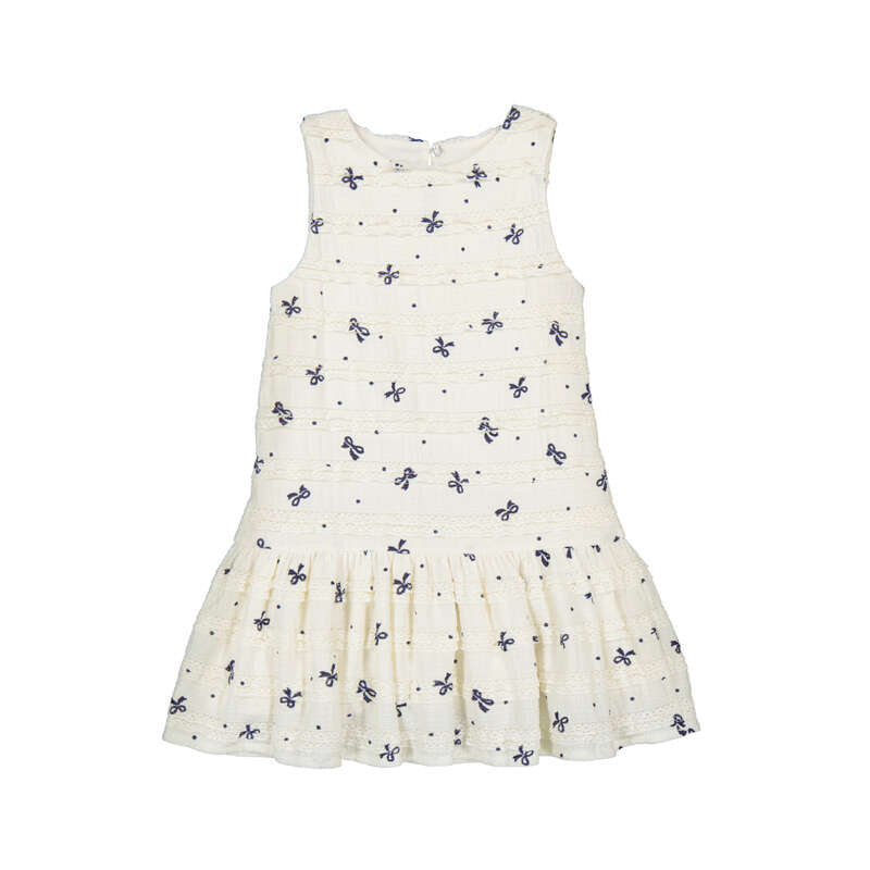 Lace Tiered Knit Bow Dress