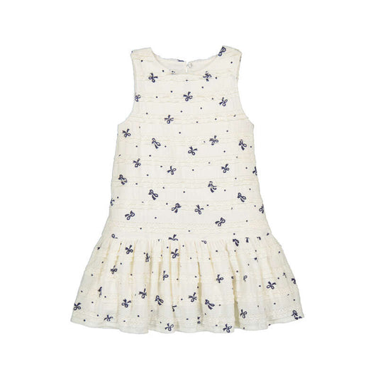 Lace Tiered Knit Bow Dress