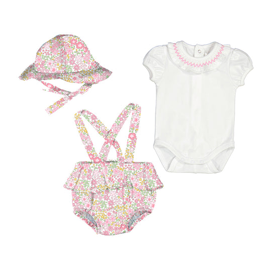 Baby Rose Shorts w/suspenders & hat set