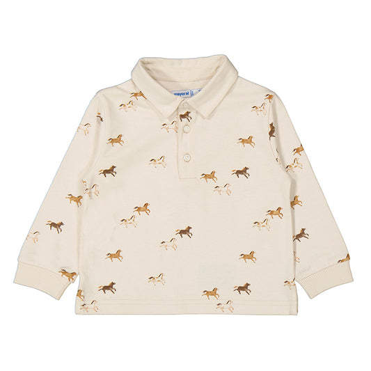 Mushroom L/s printed polo