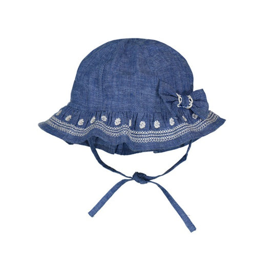 Chambray Ruffle Sun Hat