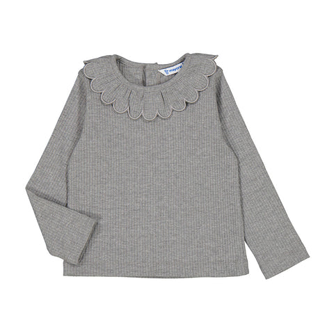 L/S T-Shirt W/ Collar: Silver Grey