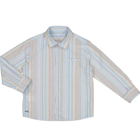 Long Sleeve Oxford Striped Button Down: Sky Blue