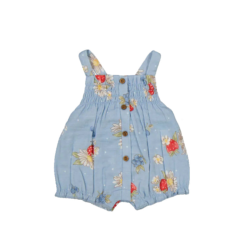 Lagoon Blue Strawberry Romper