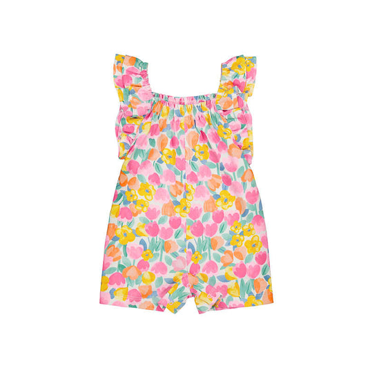 Hibiscus Polka Dots Cotton Romper