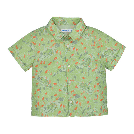 Matcha Green Chamaleon Printed Button-up Shirt