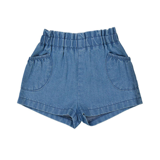 Light Denim Pull Up Shorts