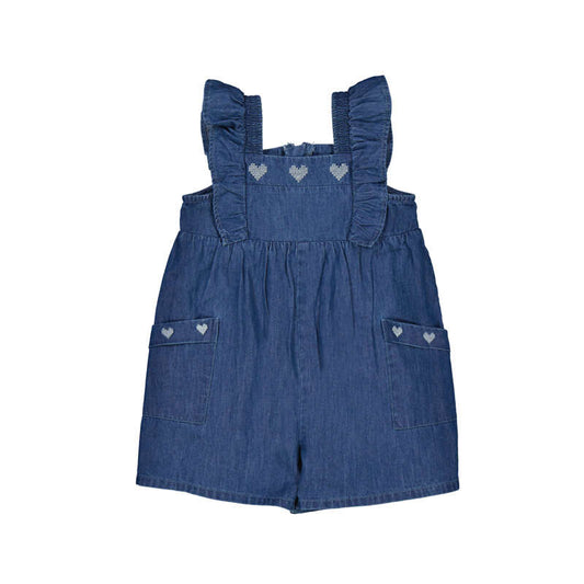Dark Wash Denim Ruffled Romper