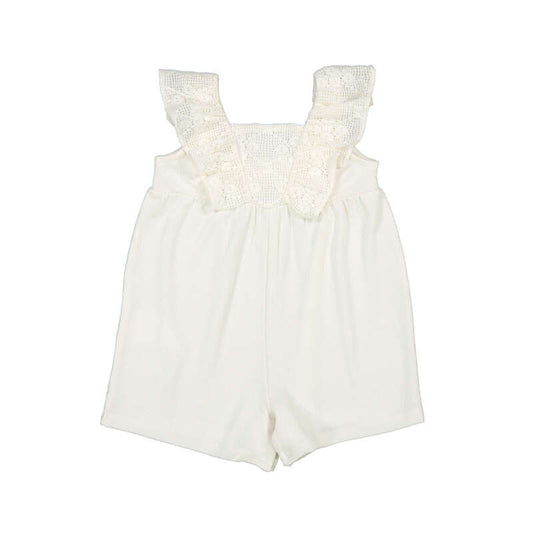 Ecru White Crochet Romper