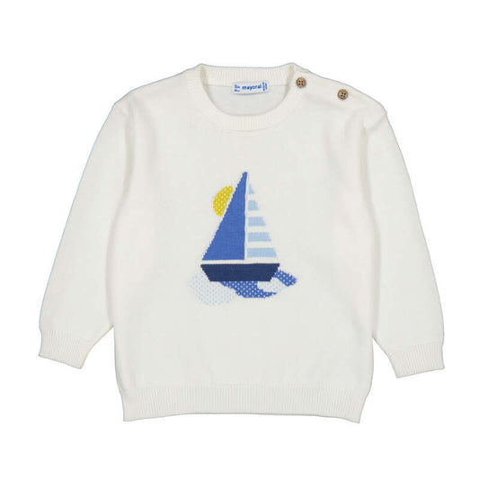 Cream Sailboat Cotton Sweater