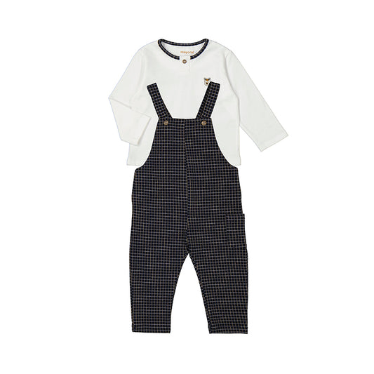 Navy Check Dungaree Baby Set