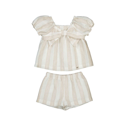 Hazelnut Striped Blouse and Shorts Set