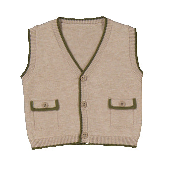 Natural Green Knit Sweater Vest