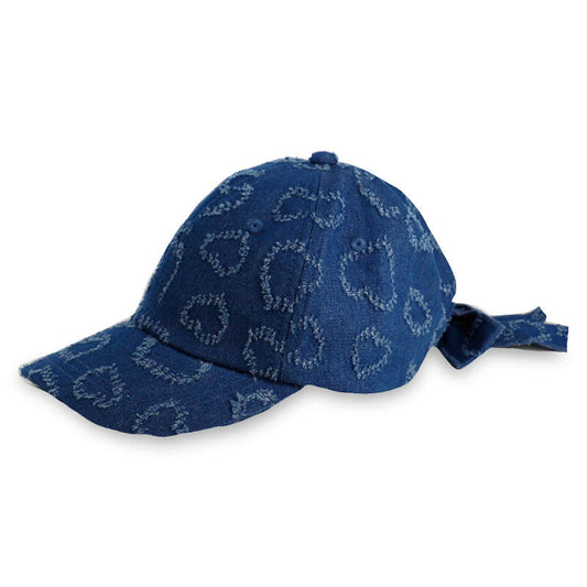 Denim Hearts Bow Cap