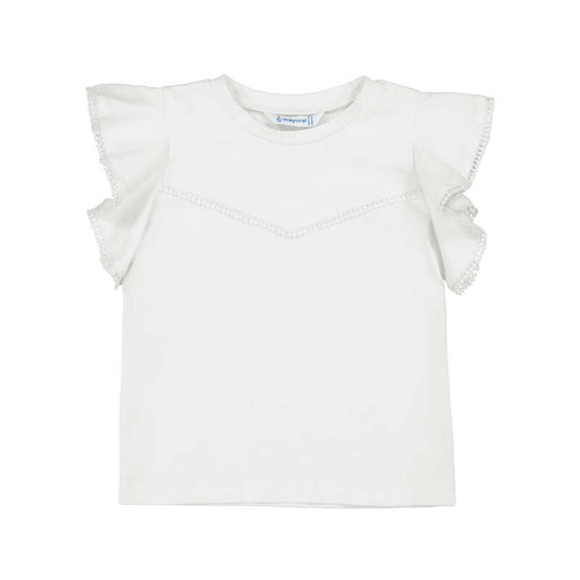 White Ruffled Sleeve T-Shirt