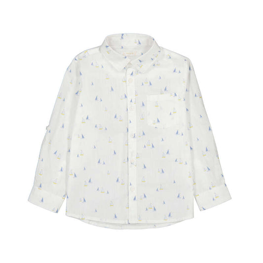 Sail Boats L/S Linen Button Up Shirt