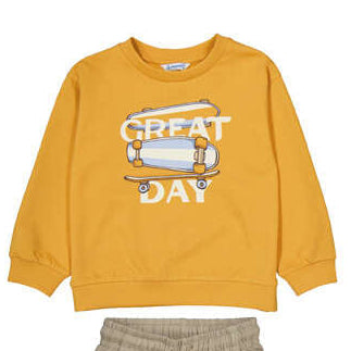 Orange Skater Graphic Pullover Sweatshirt