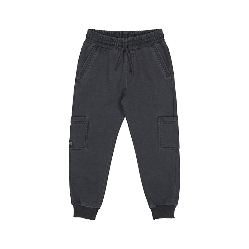 Fleece denim cargo pants: Dark Grey
