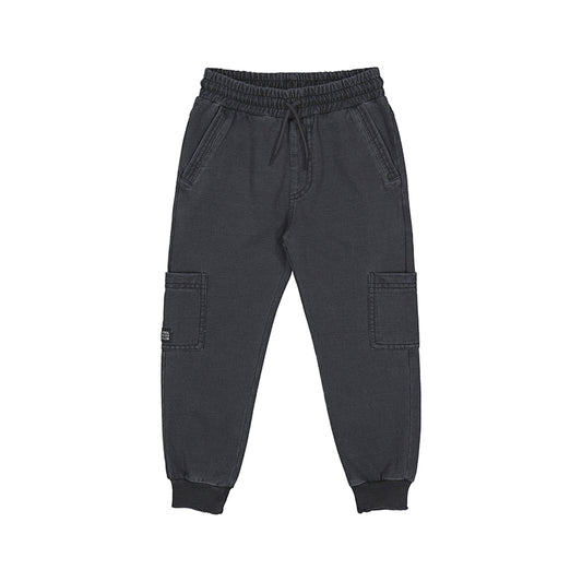 Fleece denim cargo pants: Dark Grey