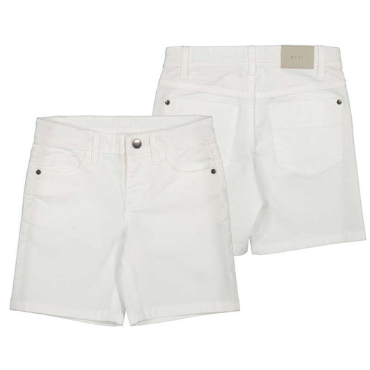 White Basic Twill Shorts