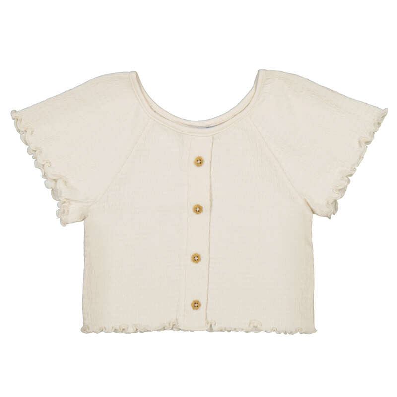 Cream Ruffled T-Shirt