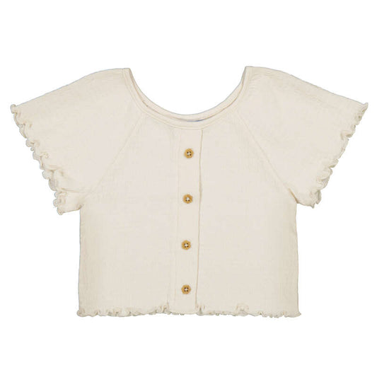 Cream Ruffled T-Shirt