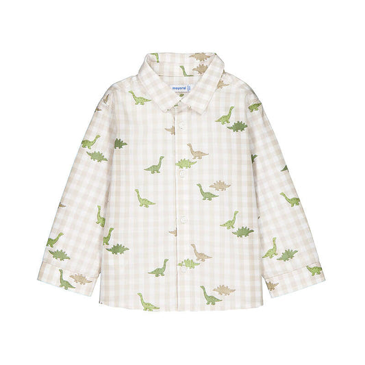 Olive Green Dinosaur Button Up Shirt