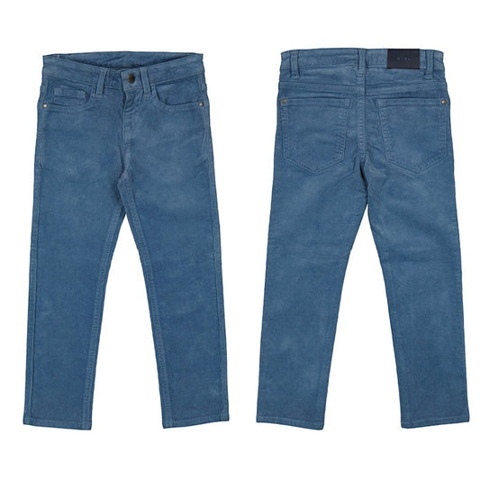 Stone blue Basic slim fit cord trousers