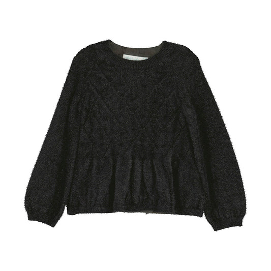 Black Openwork shimmer sweater