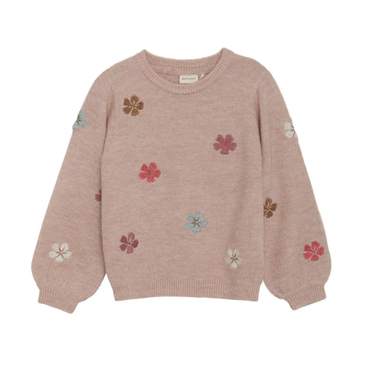 Misty Rose Scattered Flower Sweater