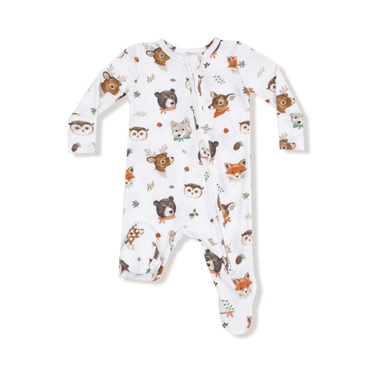 Woodland Animal Faces - 2 Way Zipper Footie
